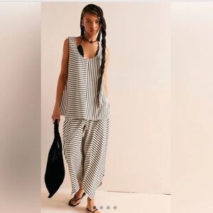Striped Black and White Women's Jumpsuit Set